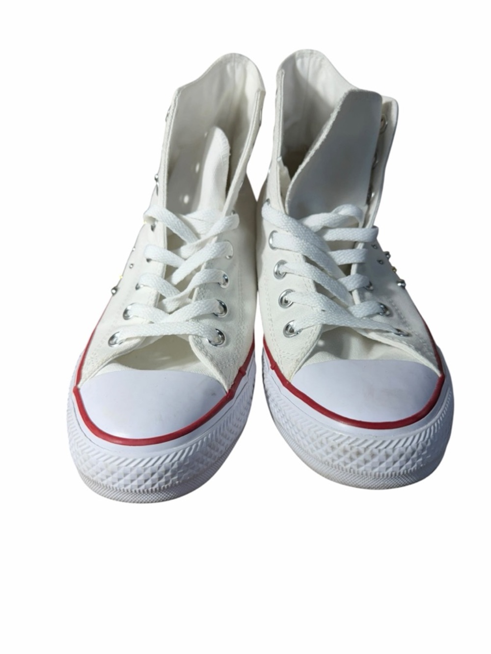Converse Custom Studded White High Top Sneakers With Floral Detail Women's 9 - Picture 5 of 10
